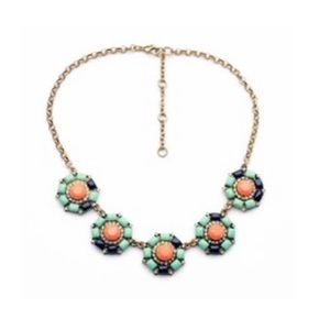 Circle Orange Green Navy Statement Necklace